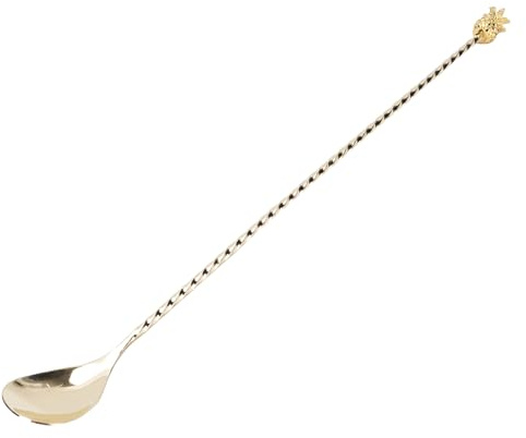 Cuchara de Mezcla de Acero Inoxidable de 12 Pulgadas, Cuchara de Coctelera de Barra Espiral de Patrón, con Manija en Forma de Piñas, Conmovedor de Barra de Manija Largo, para la
