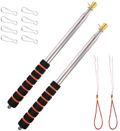 lasuroa 2pcs 8.2ft Telescopic Handheld Flagpoles with Clips, Stainless Steel Extendable Tour Guide Flag Pole Portable Pointer Stick for Teacher (Orange)