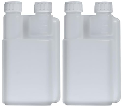 2 Pack Squeeze Shot Bottle Set, 1000ml (34oz) Large Measuring Flask with Built-in 25ml (0.8oz) Shot Chamber | Portable Plastic Liquor Flask Dispenser with Caps for Travel, Bars, Camping, Outdoor