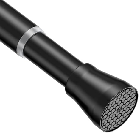 AIZESI Tringle rideau sans percage 113-196cm Extensible (diam.22mm, Noir) | Tringle Rideau, Barre Telescopique Acier Inoxydable, pour Salle de Bain, Fenêtre, Porte, Penderie