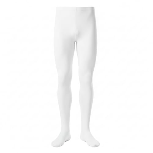 Male Tights Soft, Stretchy White Leggings for Performance, Costumes & Everyday Wear, One Size
