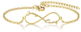 PiercingJak Personalisiertes Armband für Damen Edelstahl Armkette mit Namen Unendlichkeitszeichen Infinity Armbänder Freundschaft Liebe Geschenke für Mutter Freundin Tochter Frauen