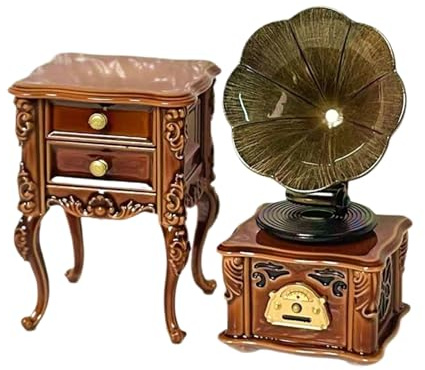 Puppenhaus Grammophon - Puppenhaus Mit Sound,Schreibtisch Modell,Für Kinder, Bücherregal, Bücherregal, Vitrine, Schreibtisch, Fensterbank, Schminktisch, Nachttisch