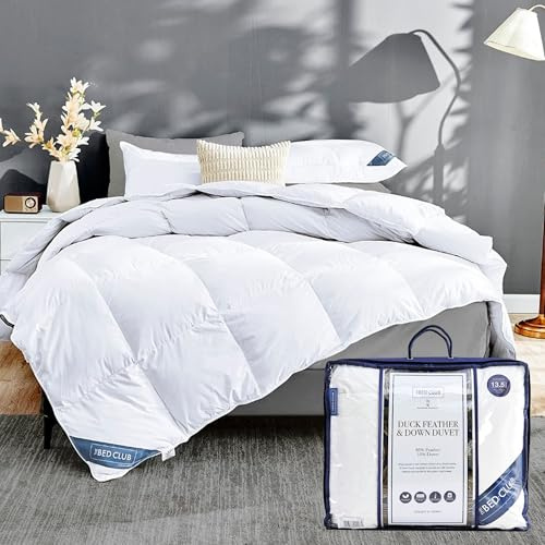 Lions Duck Feather Down Duvet Quilt - 13.5 Tog Duvet Single Bed Size, Anti Allergy and Down Proof, Hotel Quality Soft Warm Cosy Quilt, Ideal for Summer Winter, Machine Washable, 137x200cm