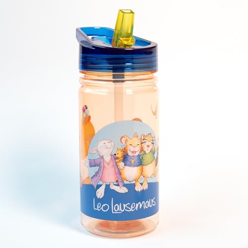 Leo Lausemaus Trinkflasche 400ml – BPA-freie Kinder-Trinkflasche mit aufklappbarem Trinkelement: Liebevolles Design für Kita, Ausflüge & Schule