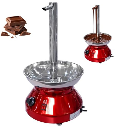 Chocolate Fountain Machine, 3000ML Stainless Steel Chocolate Fondue Waterfall with Adjustment Temperature 30-110℃, Anti-Slip Base, Electric Fondue Fountain for Party, Wedding