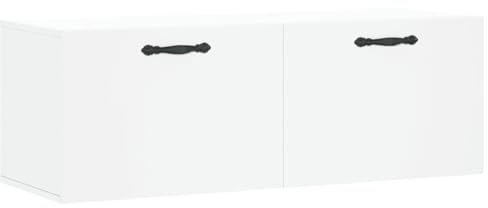 Qnhdfrt Armadio da parete bianco, 100 x 36,5 x 35 cm, mobile sospeso in legno, versatile scaffale da parete per ordine e spazio, struttura stabile per montaggio a parete