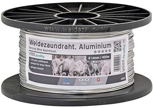 VOSS.farming Aludraht 400m, 1,6mm Weidezaun, Zaunanlage, Drahtzaun, Wildanlage, Rinderzaun, Schweinezaun