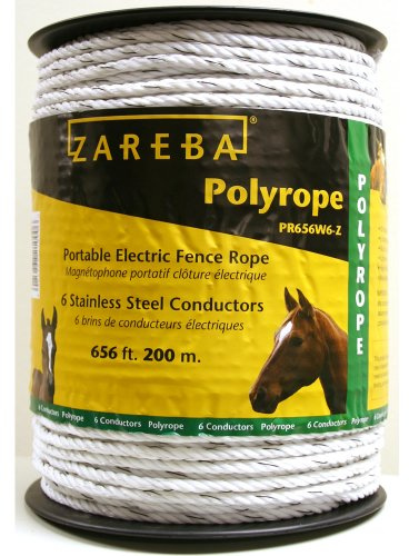 Zareba PR656W6-Z polypropen, 200 meter, 6-ledare, bärbar, elektriskt stängselrep