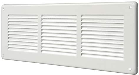 La Ventilazione GL30RB-Y GL30RB Griglia Rettangolare in lamiera verniciata bianca da Sovrapporre con rete antinsetti, dimensioni 340x140 mm