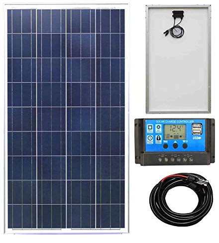 Lowenergie 100w Poly-Crystalline Solar Panel Battery Charging Kit with Charger K1. for Caravans, Motorhomes, Boats & Any Flat Surface