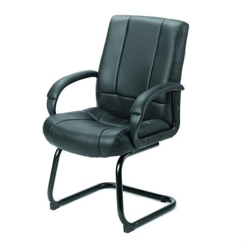 Scranton & Co Vinyl Cantilever Base Guest Chair, Black Finish, Mid-Back Design, Durable Caressoft Upholstery, Lumbar Support, Padded Armrests, Modern Style Office Seating
