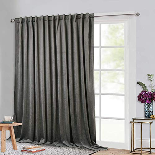 StangH Graue Vorhänge für Schiebetür,Weiche, Dicke Samt-Thermovorhänge für Wohnzimmer, extra breite Verdunkelung Theaterzimmer Vorhänge für gemeinsame Wohnung/Lagerung/Arbeitsplatz, B100xL96, 1 Panel | Thermo-Verdunkelungsvorhänge aus weichem Samt, für Wohnzimmer/Wohngemeinschaft/Arbeitsplatz, B 100 x L 96 cm, 1 Paneel