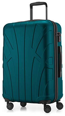 suitline - Hartschalen-Koffer Koffer Trolley Rollkoffer Reisekoffer, TSA, 66 cm, ca. 58 Liter, 100% ABS Matt, Aquagrün