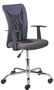 Inter Link – Kinderdrehstuhl – Bürostuhl drehbar – Ergonomischer Bürostuhl – Office Stuhl – Höhenverstellbar – Atmungsaktiv – Grau und schwarz - Donny