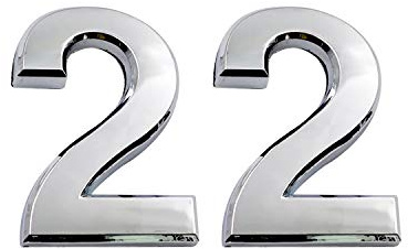 2.75 Inch Adhesive House Numbers, Mailbox numbers, Street Door Numbers, Self-stick Address Signs for Apartments, Double Silver Number 2