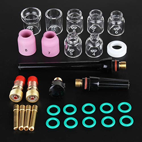 KingLan 29Stücke Wig Schweißzubehör Torch Stubby Gas Slot Glas Tasse Für Wp-17/18/26