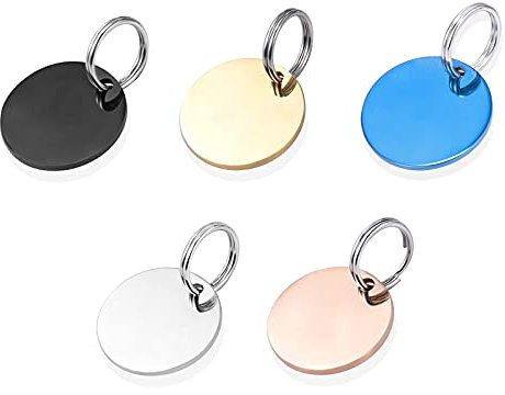 Hundemarke mit Gravur Personalisierte gravierte Hundemarken-Runde ID Tag Namensschilder für Katzen-/Hunde-Halsband (S, Silber)