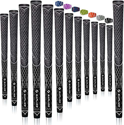SAPLIZE 13 Golfgriffe, Standard, Multi-Compound Hybrid Golfschlägergriffe, Farbe Schwarz