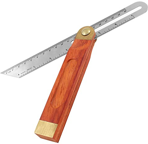 Bonsicoky 9 Inch T-Bevel Angle Finder Sliding Gauge, Adjustable Ruler Protractor with Hardwood Handle, Metric Marks