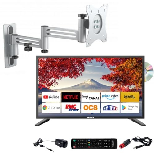 ANTARION TV LED 19 48cm Smart Connect DVD integrado + soporte de TV doble brazo