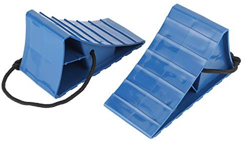 Lot de 2 Cales de Roue avec Corde et Poignée, Bloc D'arrêt de Pneu AntidéRapant pour Quai de Roue Portable en Caoutchouc Robuste pour Remorques de Voiture, Camping Car