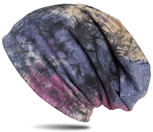 WANSSY® Damen Herren Unisex Uni Farbe Beanie mit Färbemuster Federmuster Fashion Einheitshröße Kopfbedeckung