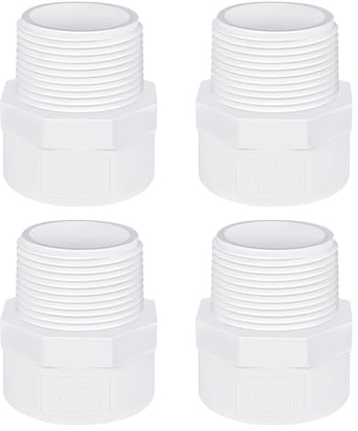 PVC Male Adapter 1-1/4 Inch (4-Pack), Pipe Fittings (Socket x Male Pipe Thread) - Fits 1-1/4 Inch Sch.40 PVC Pipes