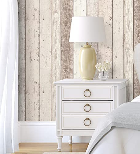 GAULAN 500454786 - Carta da parati lavabile in vinile effetto listelli di legno tavole beige per pareti soggiorno cucina bagno sala da pranzo - Campione DIN A4