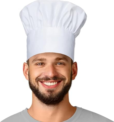 MFAZ Morefaz Ltd - Toque de chef long noir et blanc - BBQ, restauration, cuisine, Chapeau blanc