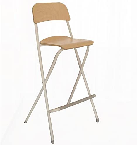 Sgabello Pieghevole da Cucina con Schienale e poggiapiedi, Elegante seggiolone Portatile Pieghevole per casa, Sala da Pranzo, caffè, Naturale (Size : 29inch/74cm)