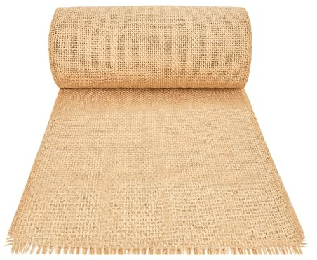 HEETA Tischläufer Jute 20cmx6m , Natur Juteband Tischläufer Meterware Zuschneidbar für Verschiedene Schreibtischgrößen, Tischdekoration für Gartenparty, Hochzeit