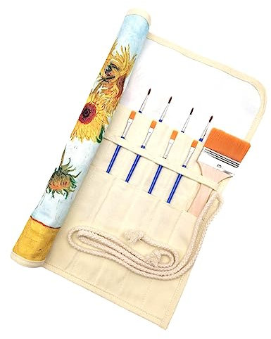 Funny live Pinselhalter, Kunstbedarf, Künstlerpinsel und Aufbewahrung, Organizer, aufrollbare Tasche, schützt Acryl-, Öl-, Aquarellpinsel (Sonnenblume, 20 Fächer)