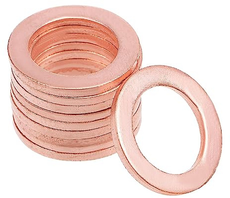 10 arandelas de cobre M12 de anillo plano, tapón de sumidero, junta de sellado de aceite, arandelas de ajuste (M12 x 18 x 1,5)