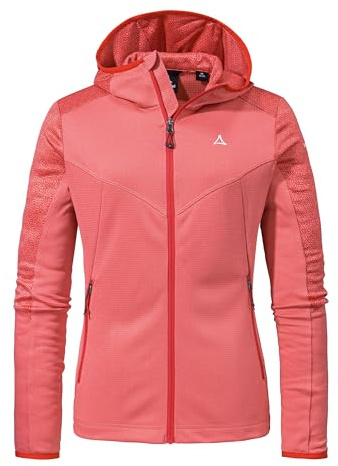 Schöffel Damen Fleece Hoody Svardalen L, schnell trocknende Fleecejacke mit Kapuze, funktionaler Outdoor Hoody, mit Reißverschluss-Taschen und elastischem Saum