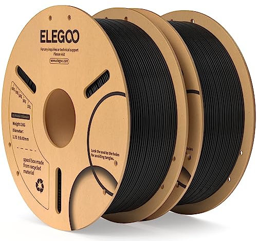 ELEGOO PLA Filament 1.75mm Schwarz 2KG, 3D Drucker Filament Maßgenauigkeit +/- 0,02 mm, 2kg Pappspule (4.4lbs) Filament-3D-Druckmaterialien Passt für die Meisten 3D Printer