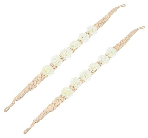 ANSNOW Transparente Vorhänge, Vintage-Vorhänge, 2 Stück, Vorhang-Raffhalter, Baumwollseil, Gardinen-Raffhalter, Vorhanghalter, Fensterdekorationen, Vorhänge/Weiß/70 * 3Cm