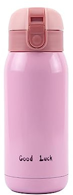 susiodeu Tragbare Isolierflasche aus Edelstahl, isolierte Tasse, Outdoor Mini Tassen mit Druckdeckel, Büro Trinkgeschirr, Rosa, 360ml