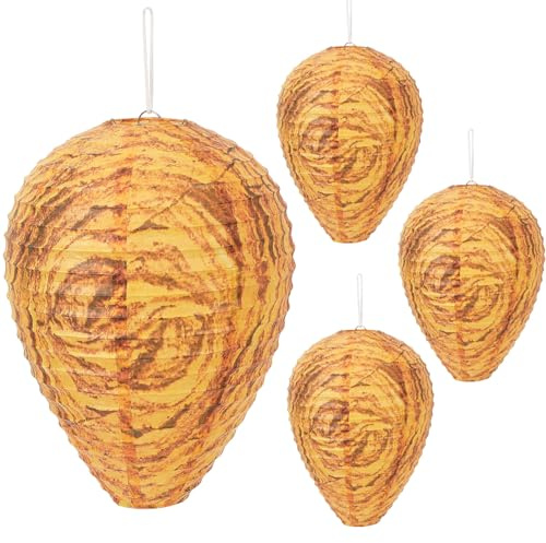 Augshy Wespennest Attrappe, Wespennest Künstliche Hornissennest Attrappe Hängender Hornissennest für Haus und Garten (6, Orange)