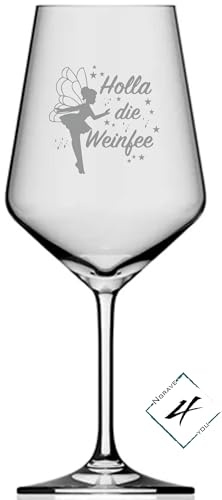 Weinglas mit Gravur, Holla die Weinfee, graviertes Weinglas, Weingeschenk,Geschenk für Weinliebhaber, Weinglas Holla die Weinfee, Weinfee