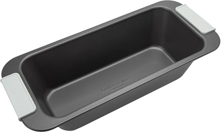 Laura Ashley Non Stick Loaf Tin 3LB – PFAS Free Carbon Steel Bread Loaf Tin with Silicone Handles, Dishwasher & Oven Safe up to 240°C – Non Stick Bakeware, Pale Charcoal