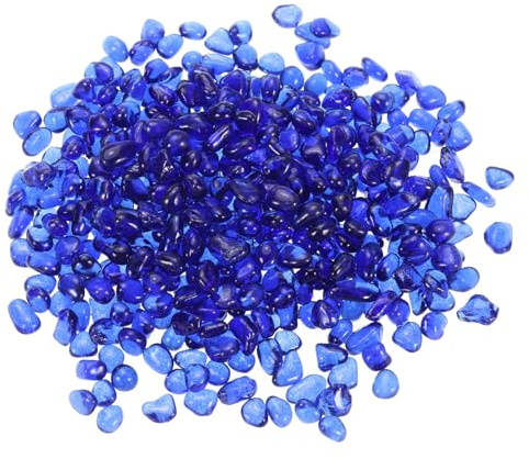 QUARKZMAN Bolas de Vidrio Redondas para Fuego Canicas de Vidrio guijarros de Vidrio Rellenos de Jarrones Gemas para Acuario de Peces 6-9mm 300g/0.67 Lbs Azul Cobalto