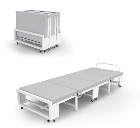 Klappbett mit Matratze Verdickte Stahlrohrstruktur für Reisen, Strand, Outdoor, Innenbereich, mit Rädern Platzsparend(194 * 75 * 30cm)
