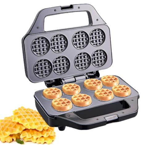 Commercial Nonstick Waffle Maker Machine, 8 Holes Electric Pancake Maker Machine, Portable Breakfast Sandwich Maker, Non-Stick Surface, with Indicator Light, for Home and Restaurants