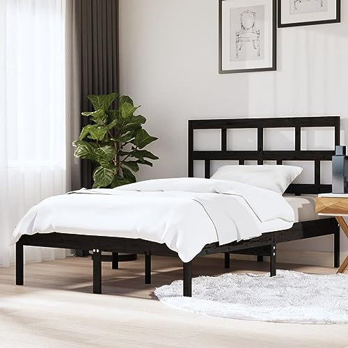Iiaky Massivholzbett Bettgestell Bed Frame Bett Mit Bettkasten Hausbett Bett Massivholz Schwarz 150x200 cm
