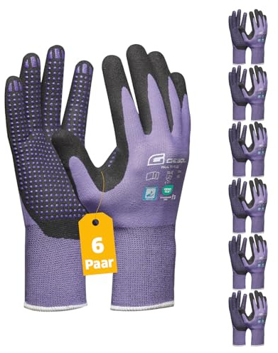 Gebol Multi Flex Lady | Guanti da lavoro con rivestimento in nitrile e gommini | Guanti in nitrile dermatologicamente testati | Guanti da giardinaggio con grip per donna | Taglia XS (Gr 6) | Lilla | 6