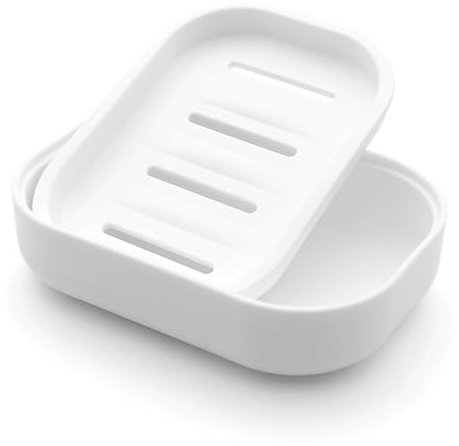 Generic Plastic Soap Dish with Drainage, Soap Holder for Bathroom Shower, Keeps Soap Dry and Easy Cleaning (White), Suction Soap Dish
