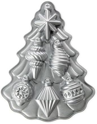 Nordic Ware Vintage Ornament Cakelet Pan, 2 Tassen, Silber