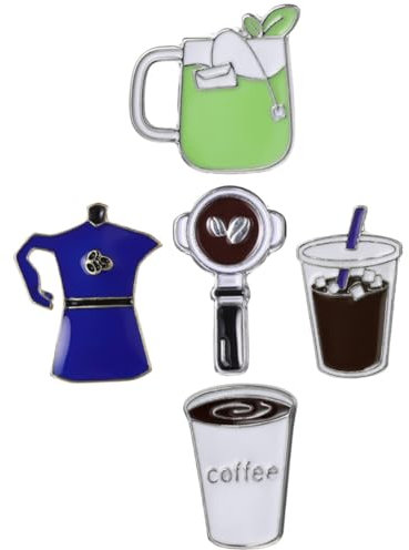 Broche Café Machine Lot de 5 en Alliage, Épingle à Revers Décorative