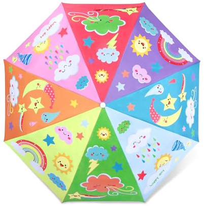 decalsweet Paraguas Plegable Infantil Antiviento, Paraguas Ligero Compacto Automático Anti-Rebote con Reflectante, Paraguas Mini Portatil para el sol de Viaje para Niñas,Niños